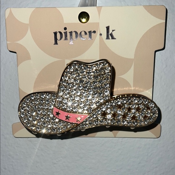 Piper Accessories - Piper Gold and Pink Cowboy Hat Hair Clip